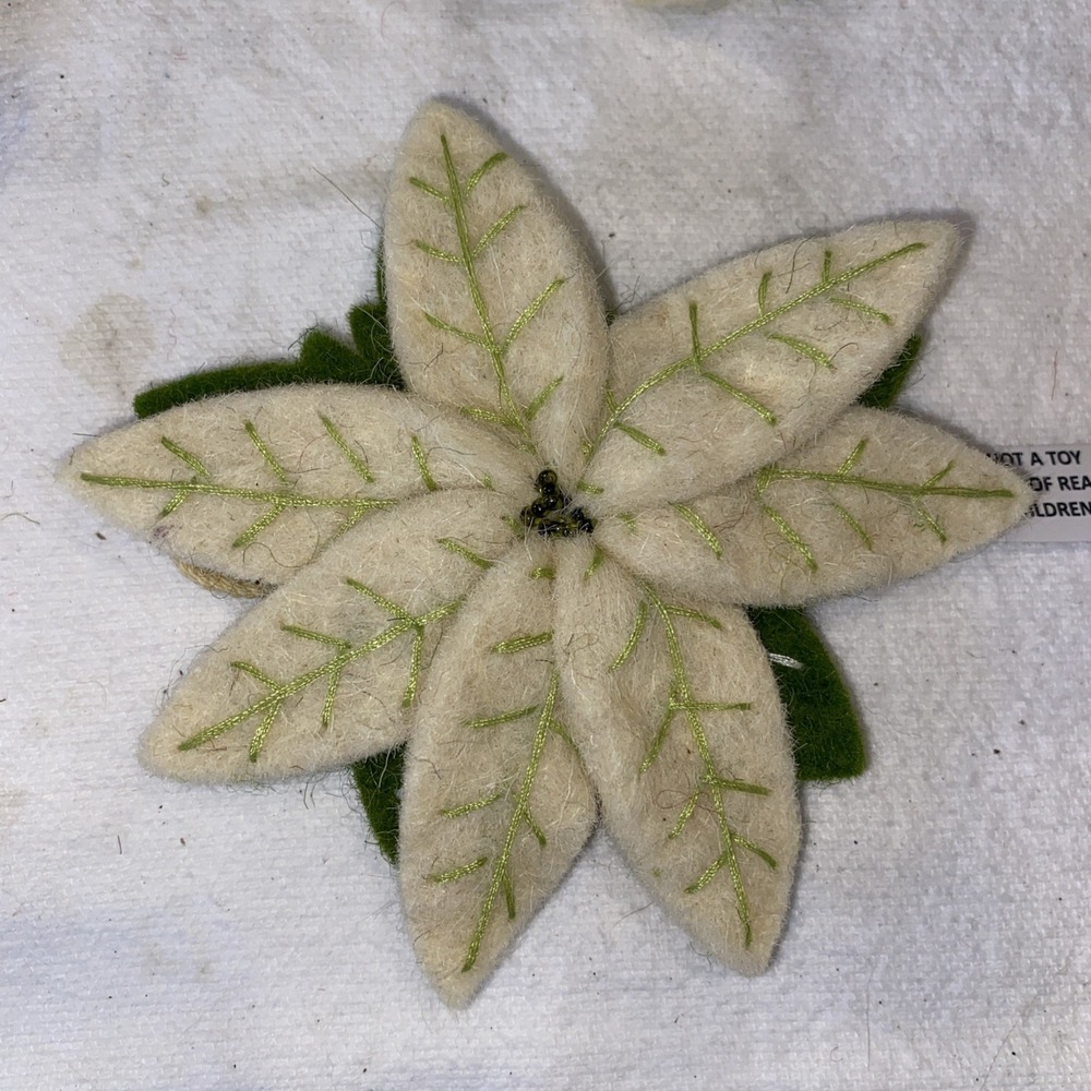Ten Creative Co-op 3D Felt Wool Poinsettia Christmas Ornaments